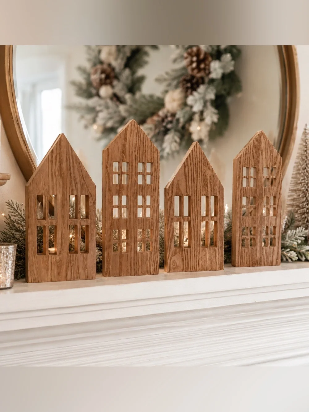 Target Bullseye’s Playground Wooden House Silhouettes Set of 4 Village Decor